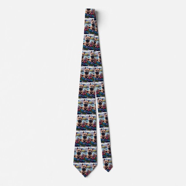 Cairn Terrier on a Paddle: A Scenic Adventure Neck Tie (Front)