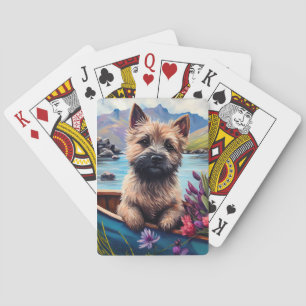 Cairn Terrier on a Paddle: A Scenic Adventure Poker Cards