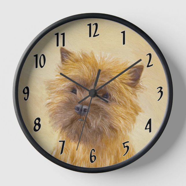 Cairn Terrier Painting - Cute Original Dog Art Clock (Front)