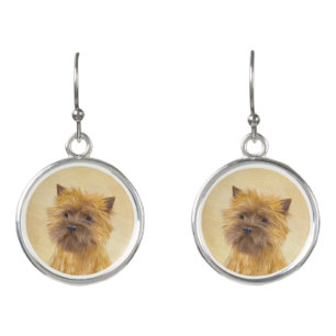 Cairn Terrier Painting - Cute Original Dog Art Earrings
