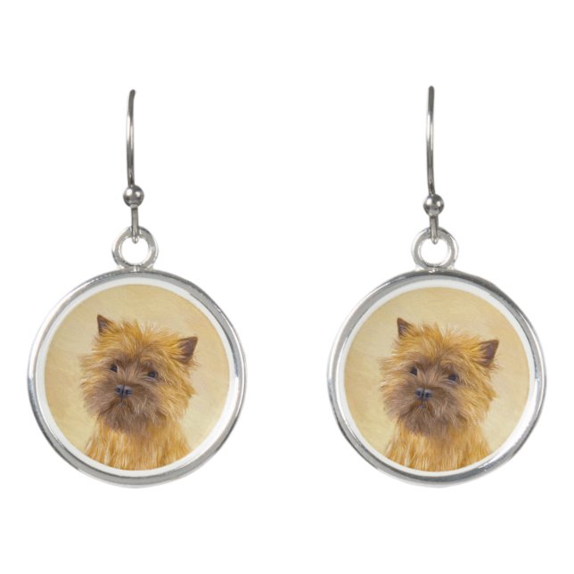 Cairn Terrier Painting - Cute Original Dog Art Earrings (Front)