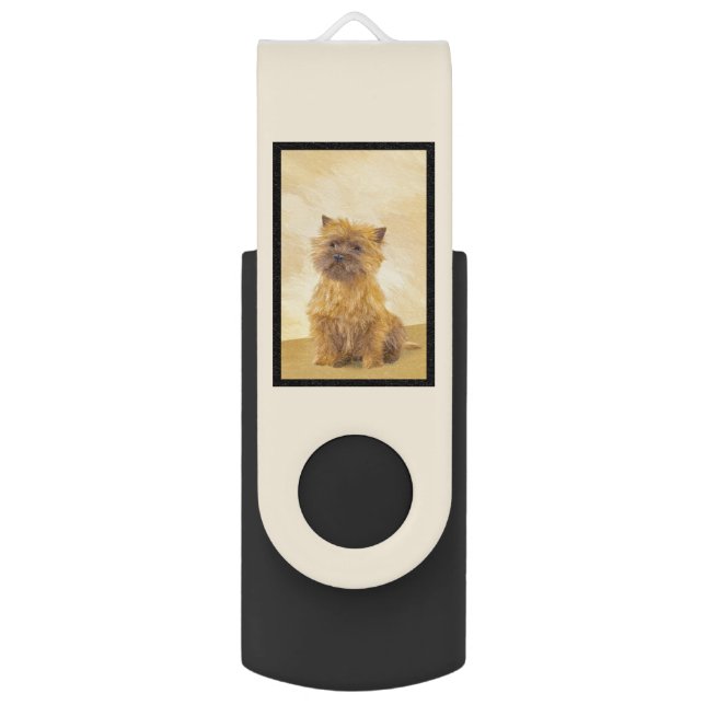Cairn Terrier Painting - Cute Original Dog Art Flash Drive (Back (Vertical))