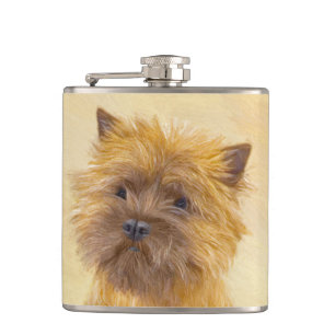 Cairn Terrier Painting - Cute Original Dog Art Flask