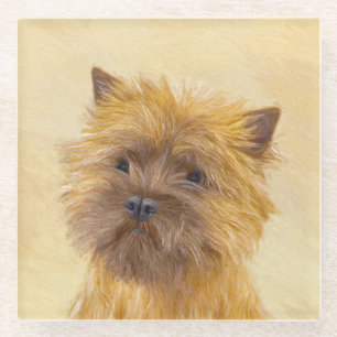 Cairn Terrier Painting - Cute Original Dog Art Glass Coaster