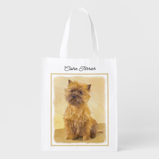Cairn Terrier Painting - Cute Original Dog Art Grocery Bag (Front)