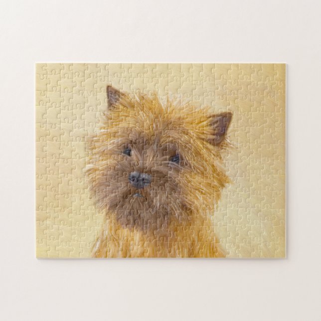 Cairn Terrier Painting - Cute Original Dog Art Jigsaw Puzzle (Horizontal)