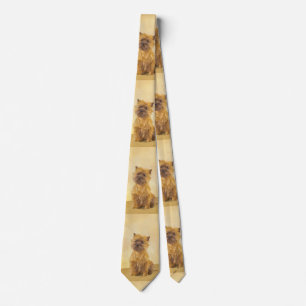 Cairn Terrier Painting - Cute Original Dog Art Neck Tie