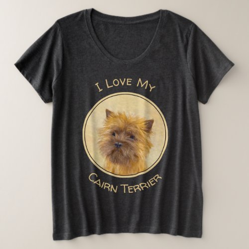 Cairn Terrier Painting _ Cute Original Dog Art Plus Size T_Shirt