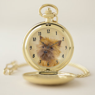 Cairn Terrier Painting - Cute Original Dog Art Pocket Watch