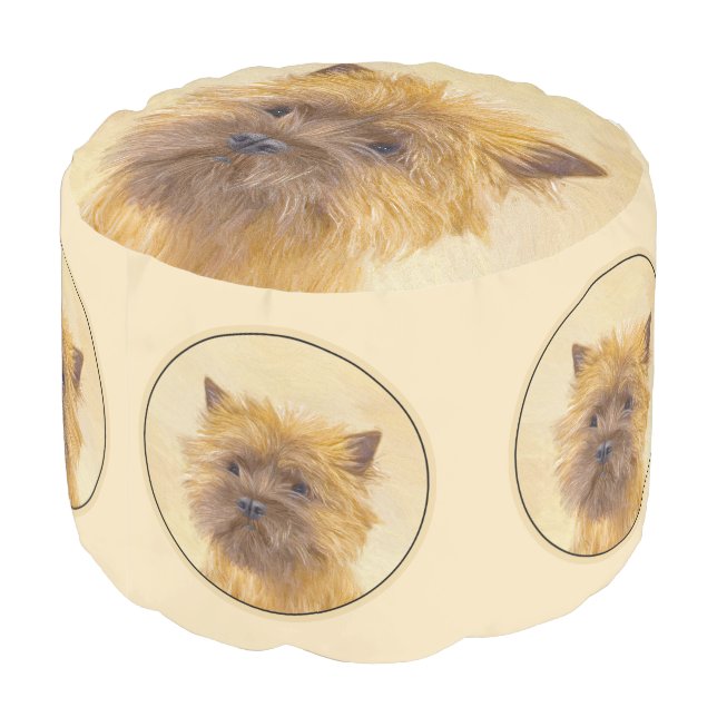 Cairn Terrier Painting - Cute Original Dog Art Pouf (Angled Back)