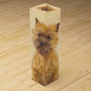 Cairn Terrier Painting - Cute Original Dog Art Wine Box