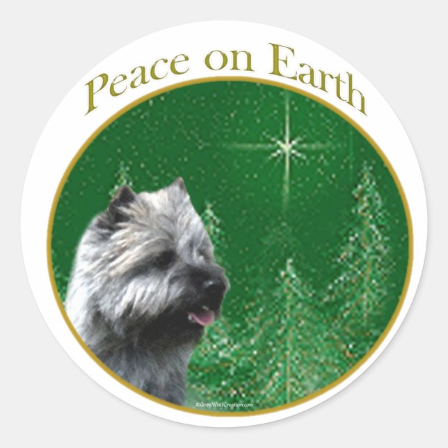 Cairn Terrier Peace Classic Round Sticker (Front)