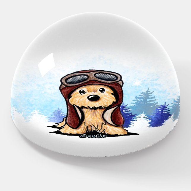 Cairn Terrier Pilot Hat Paperweight (Angled)