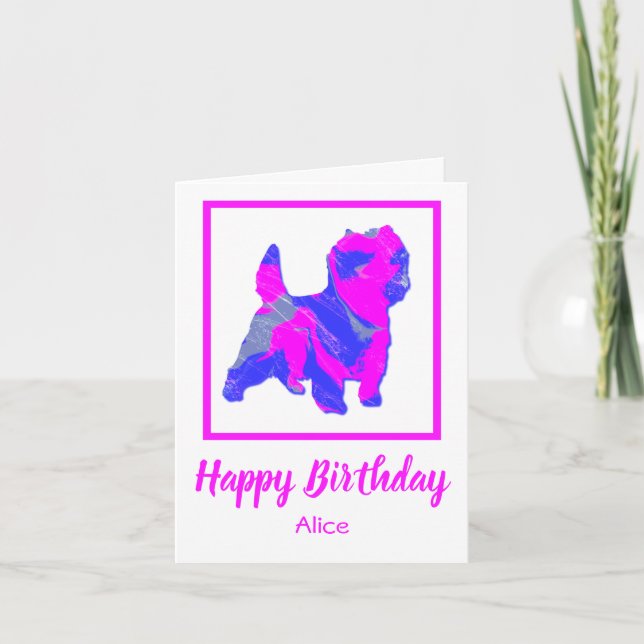 Cairn Terrier Pink Dog Funny Birthday Card (Front)