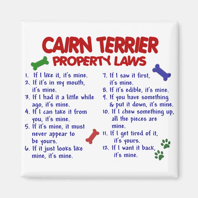 CAIRN TERRIER Property Laws 2 Magnet (Front)