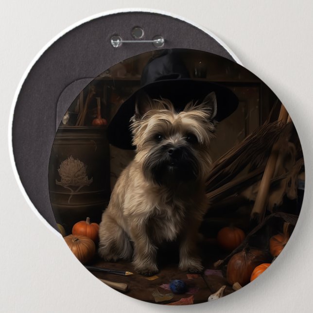 Cairn Terrier Pumpkins Halloween Scary  Button (Front & Back)