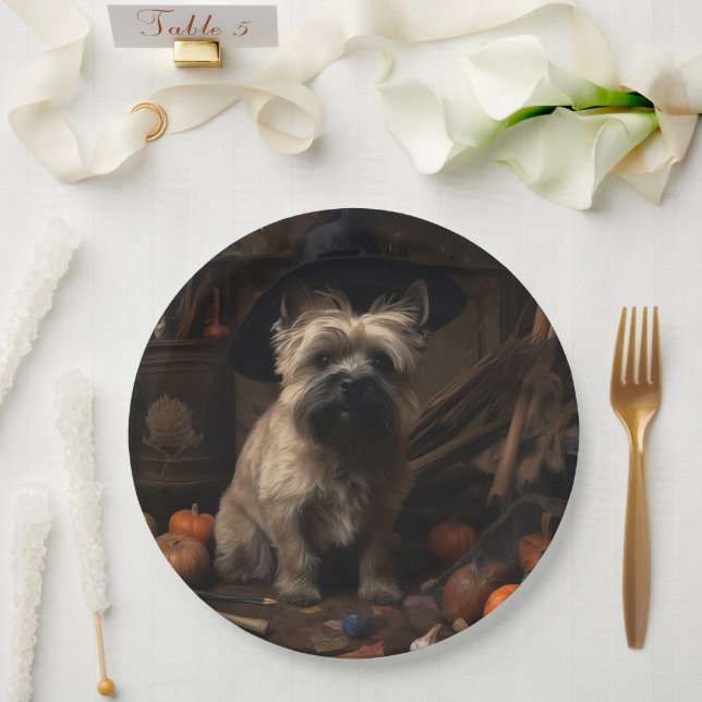 Cairn Terrier Pumpkins Halloween Scary  Paper Plates (Wedding)