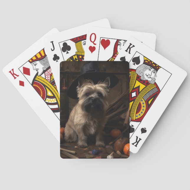 Cairn Terrier Pumpkins Halloween Scary  Poker Cards (Back)