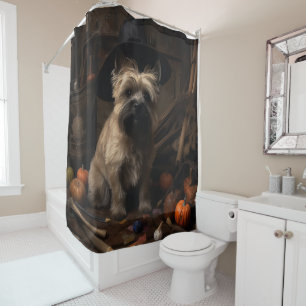 Cairn Terrier Pumpkins Halloween Scary Shower Curtain