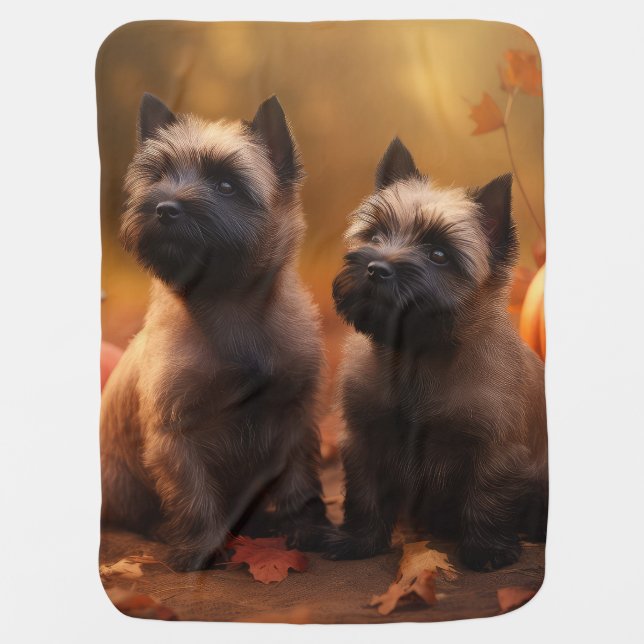 Cairn Terrier Puppy Autumn Delight Pumpkin  Baby Blanket (Front)