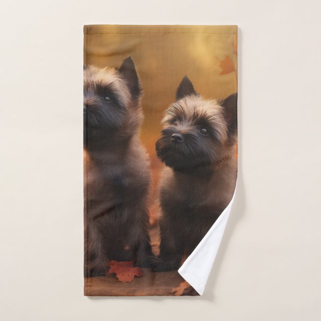 Cairn Terrier Puppy Autumn Delight Pumpkin  Bath Towel Set (Hand Towel)