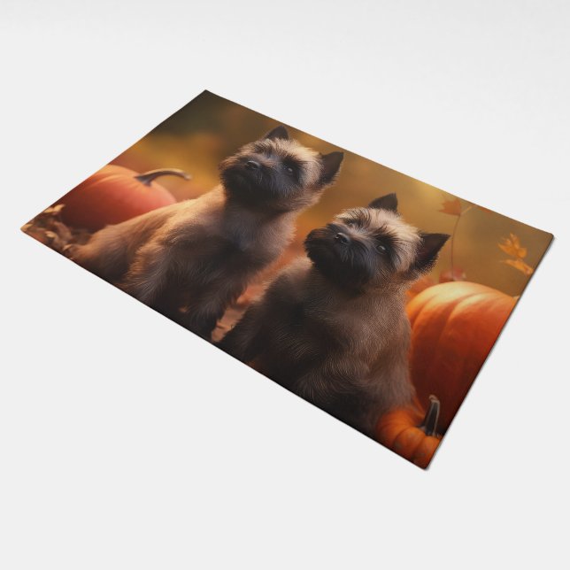 Cairn Terrier Puppy Autumn Delight Pumpkin  Doormat (Angled)