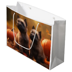 Cairn Terrier Puppy Autumn Delight Pumpkin Large Gift Bag