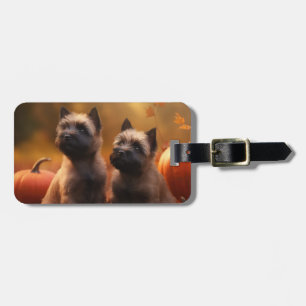 Cairn Terrier Puppy Autumn Delight Pumpkin Luggage Tag
