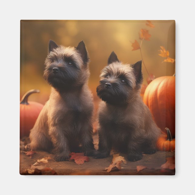 Cairn Terrier Puppy Autumn Delight Pumpkin  Magnet (Front)