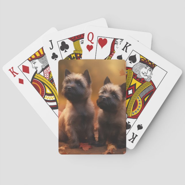 Cairn Terrier Puppy Autumn Delight Pumpkin  Poker Cards (Back)