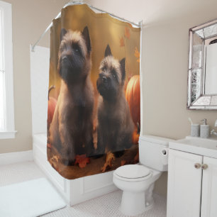 Cairn Terrier Puppy Autumn Delight Pumpkin  Shower Curtain