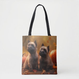 Cairn Terrier Puppy Autumn Delight Pumpkin Tote Bag