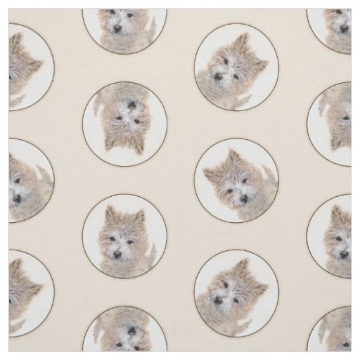 Cairn Terrier Puppy Painting Cute Original Dog Art Fabric