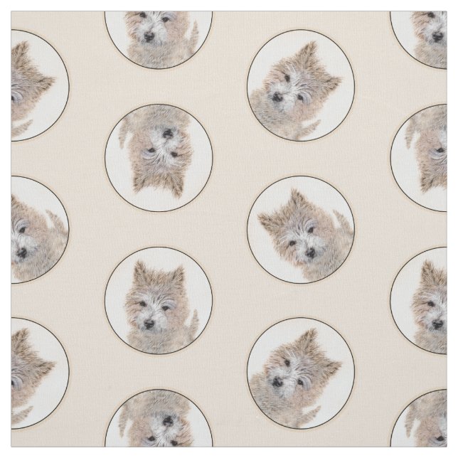 Cairn Terrier Puppy Painting Cute Original Dog Art Fabric (Swatch)