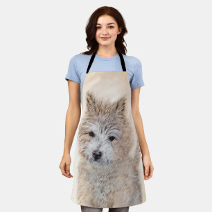 Cairn Terrier Puppy Painting - Original Dog Art Apron