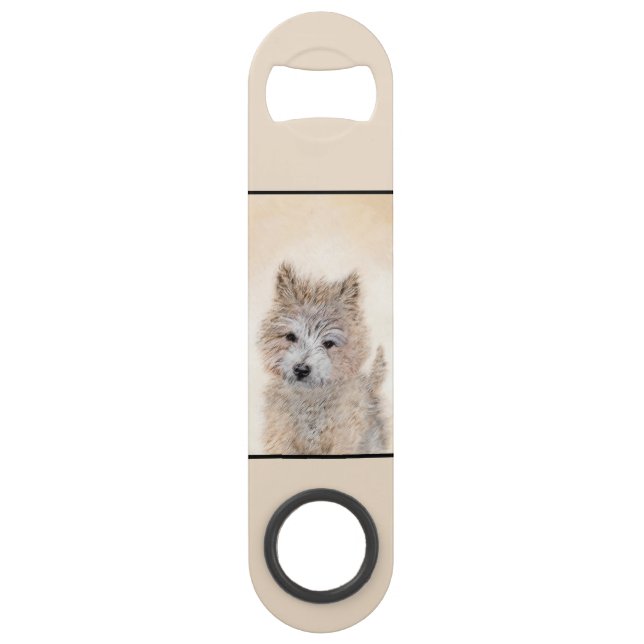 Cairn Terrier Puppy Painting - Original Dog Art Bar Key (Back)