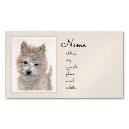 Cairn Terrier Puppy Painting _ Original Dog Art Business Card Magnet