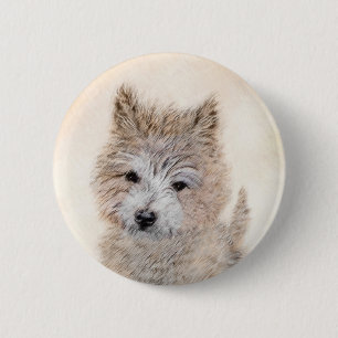 Cairn Terrier Puppy Painting - Original Dog Art Button