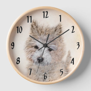 Cairn Terrier Puppy Painting - Original Dog Art Clock