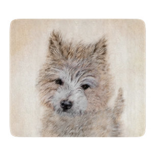 Cairn Terrier Puppy Painting - Original Dog Art Cutting Board