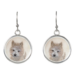 Cairn Terrier Puppy Painting - Original Dog Art Earrings