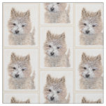 Cairn Terrier Puppy Painting - Original Dog Art Fabric