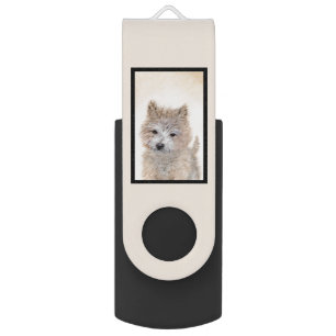 Cairn Terrier Puppy Painting - Original Dog Art Flash Drive