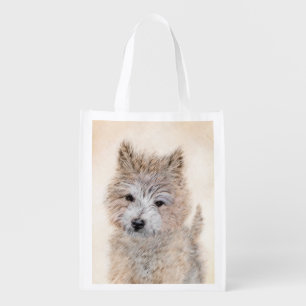 Cairn Terrier Puppy Painting - Original Dog Art Grocery Bag