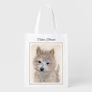Cairn Terrier Puppy Painting - Original Dog Art Grocery Bag