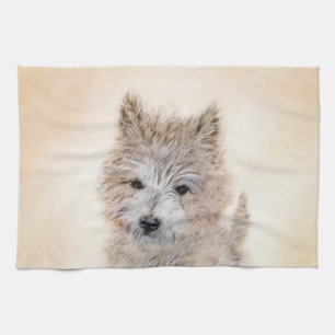 Cairn Terrier Puppy Painting - Original Dog Art Kitchen Towel