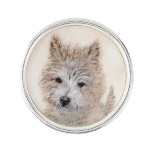 Cairn Terrier Puppy Painting - Original Dog Art Lapel Pin