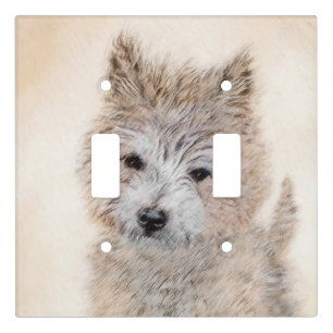 Cairn Terrier Puppy Painting - Original Dog Art Light Switch Cover