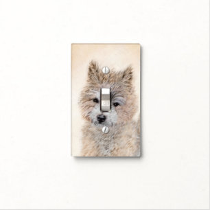 Cairn Terrier Puppy Painting - Original Dog Art Light Switch Cover
