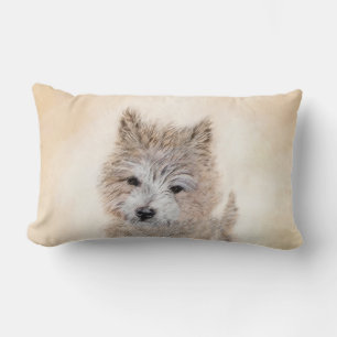 Cairn Terrier Puppy Painting - Original Dog Art Lumbar Pillow